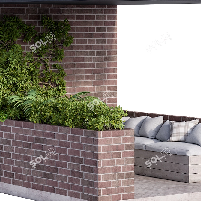 Brick and Wood Rooftop Furniture 3D model image 4