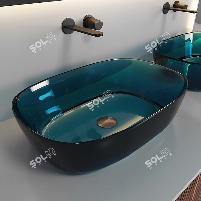 Elegant Oval Cristalmood Washbasin 3D model image 2