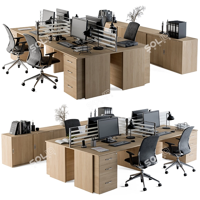 Modern Office Furniture Set 3D model image 1