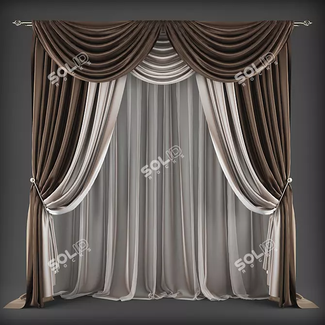 Elegant Polys Curtains 3D model image 1