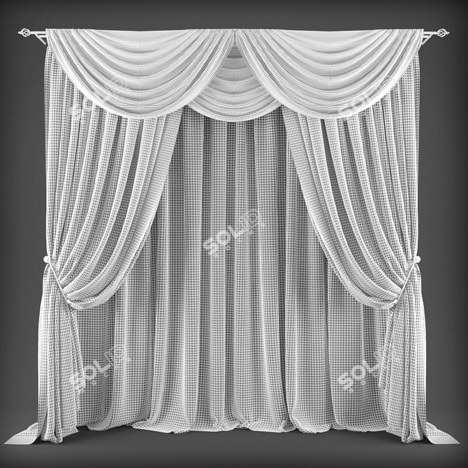 Elegant Polys Curtains 3D model image 2