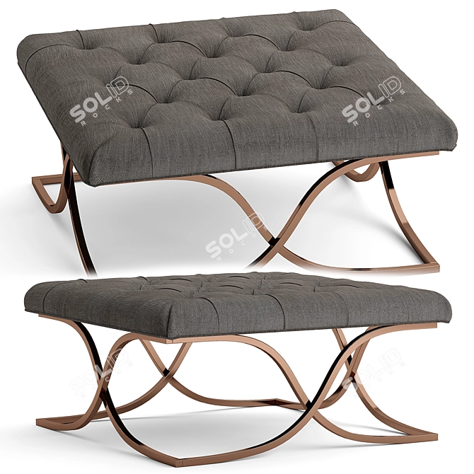 Chic Champagne Gold Ottoman 3D model image 1