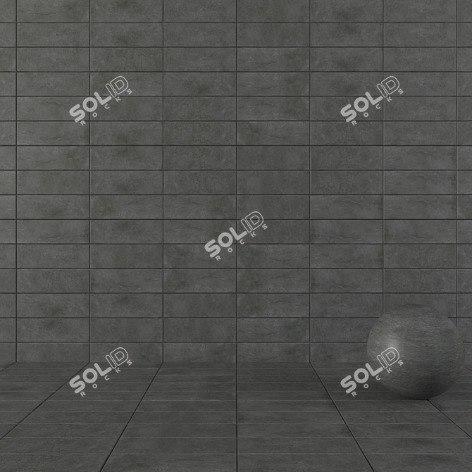 Anthracite Suite: Concrete Wall Tiles 3D model image 1