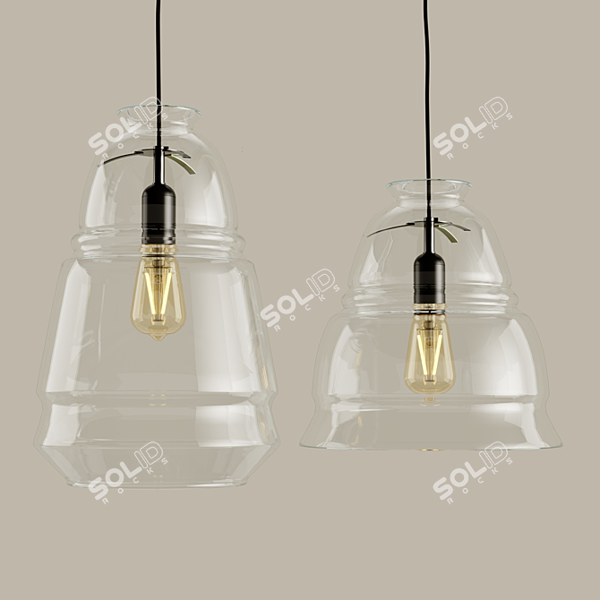 Elegant Glass Ceiling Lamps 3D model image 1