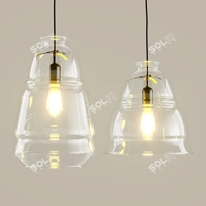 Elegant Glass Ceiling Lamps 3D model image 6