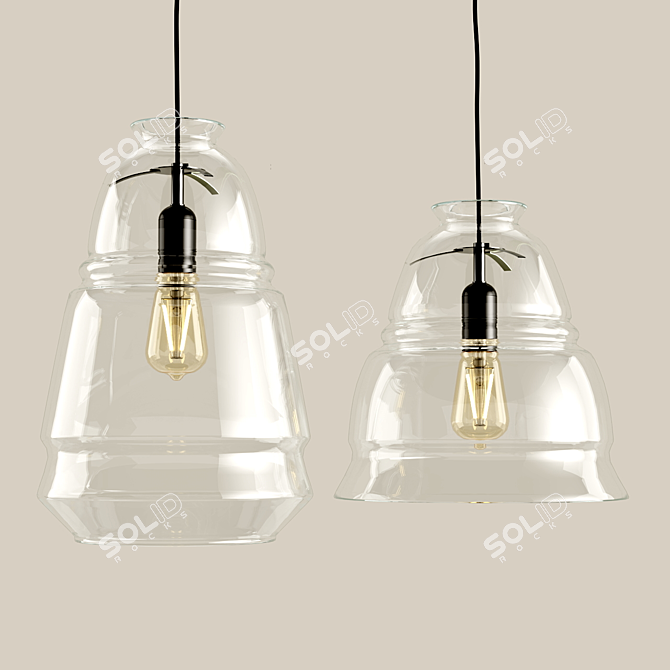 Elegant Glass Ceiling Lamps 3D model image 8