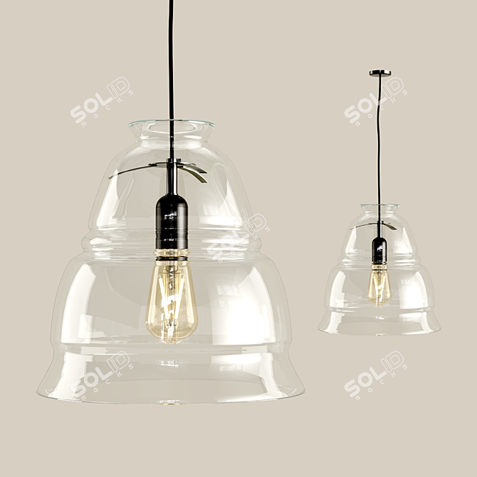 Elegant Glass Ceiling Lamps 3D model image 10