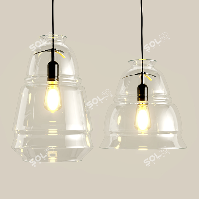 Elegant Glass Ceiling Lamps 3D model image 11