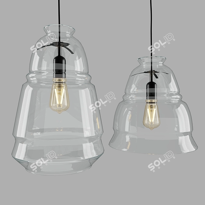Elegant Glass Ceiling Lamps 3D model image 13