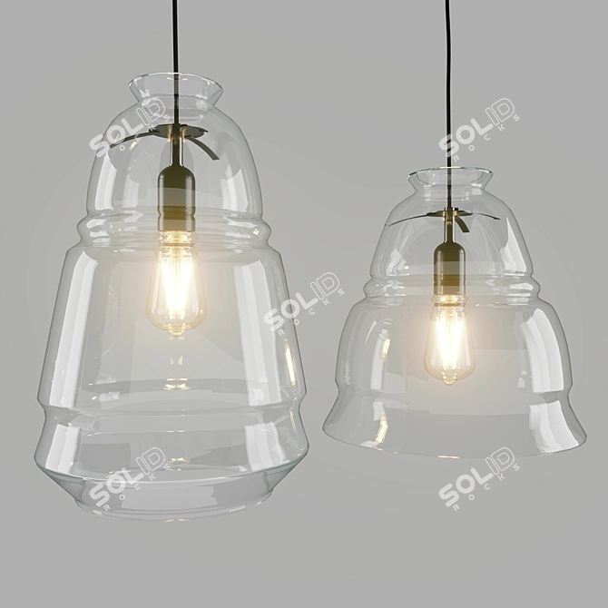 Elegant Glass Ceiling Lamps 3D model image 16