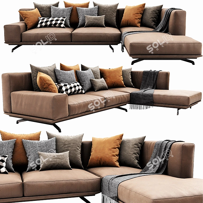 Dalton Leather Sofa: Stylish Italian Design 3D model image 1