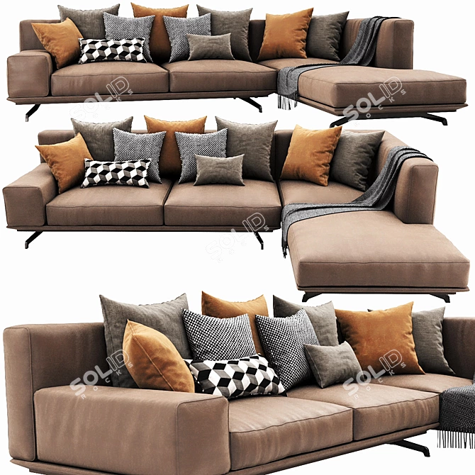 Dalton Leather Sofa: Stylish Italian Design 3D model image 2