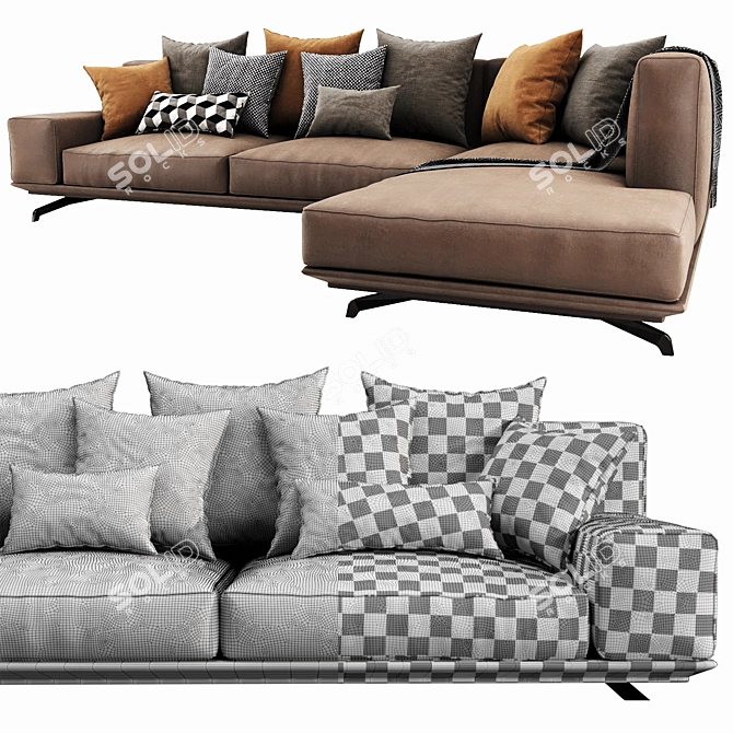 Dalton Leather Sofa: Stylish Italian Design 3D model image 3