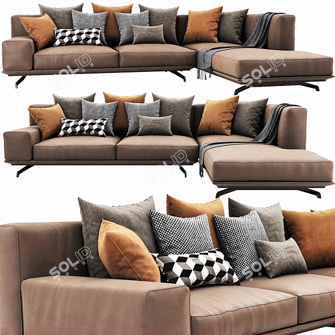 Dalton Leather Sofa: Stylish Italian Design 3D model image 4