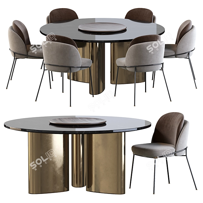Sea Foam Dining Set: Modern Baron Chair & Round Table 3D model image 2