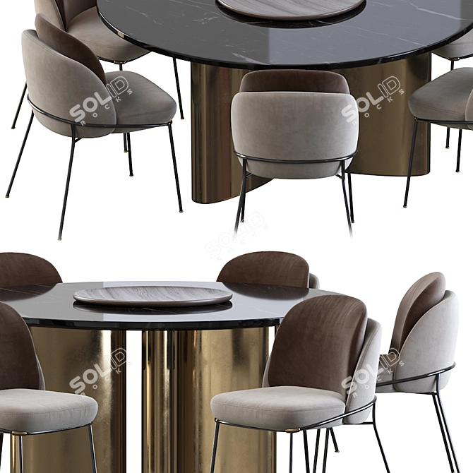 Sea Foam Dining Set: Modern Baron Chair & Round Table 3D model image 3