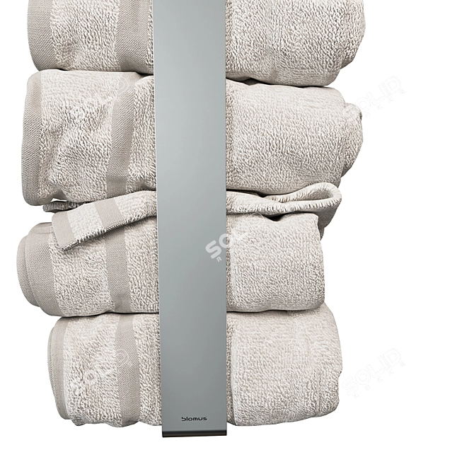 Modern Towel Set with Sleek Holder 3D model image 3