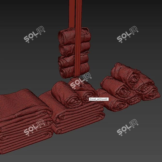 Modern Towel Set with Sleek Holder 3D model image 4