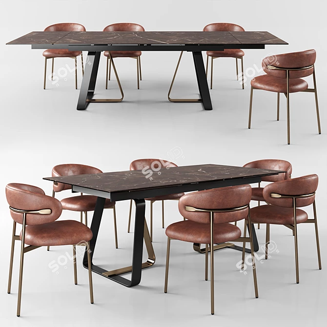 Sleek Sunshine Table & Comfortable Oleandro Chair 3D model image 1