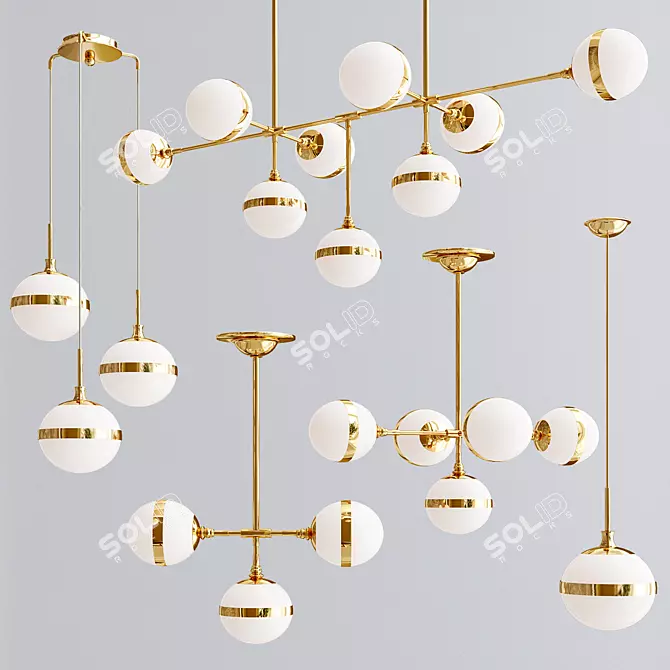 Peggy Guggen Chandelier: Large Brass Light Fixture 3D model image 1