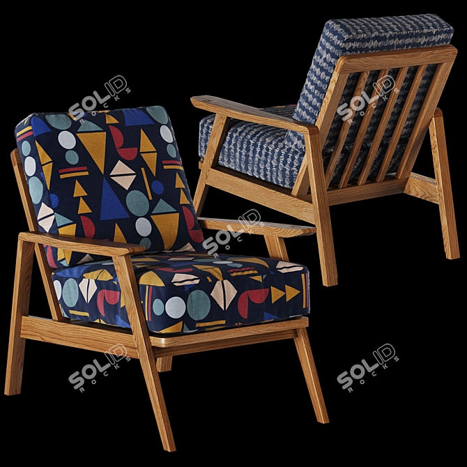 Vintage Batik: Elegant Retro Armchair 3D model image 1
