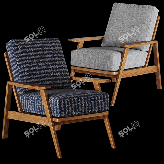 Vintage Batik: Elegant Retro Armchair 3D model image 2
