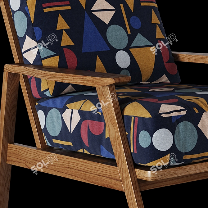Vintage Batik: Elegant Retro Armchair 3D model image 3