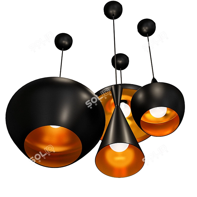 Tom Dixon Black & Copper Pendant 3D model image 3