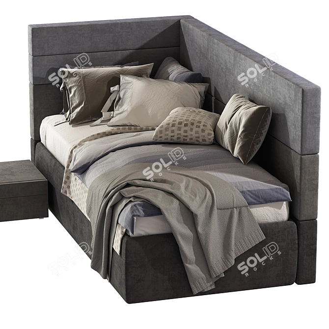 Elegant Boiserie Bed Set 3D model image 4