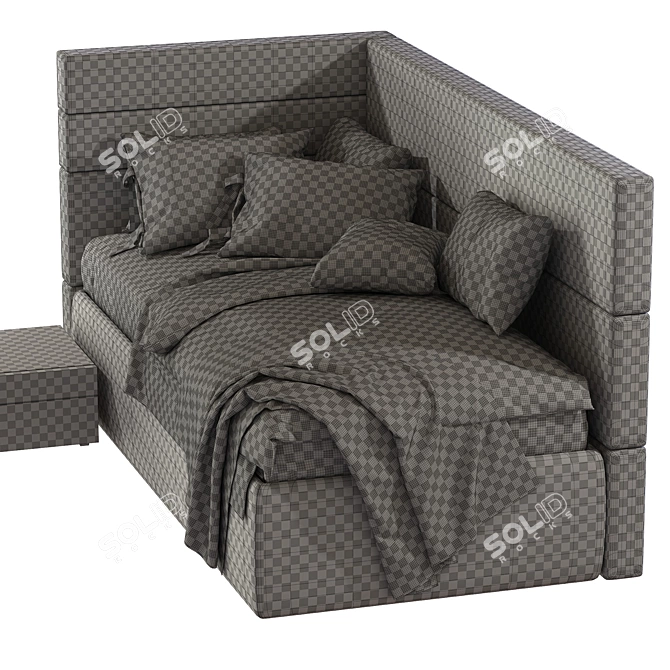 Elegant Boiserie Bed Set 3D model image 5