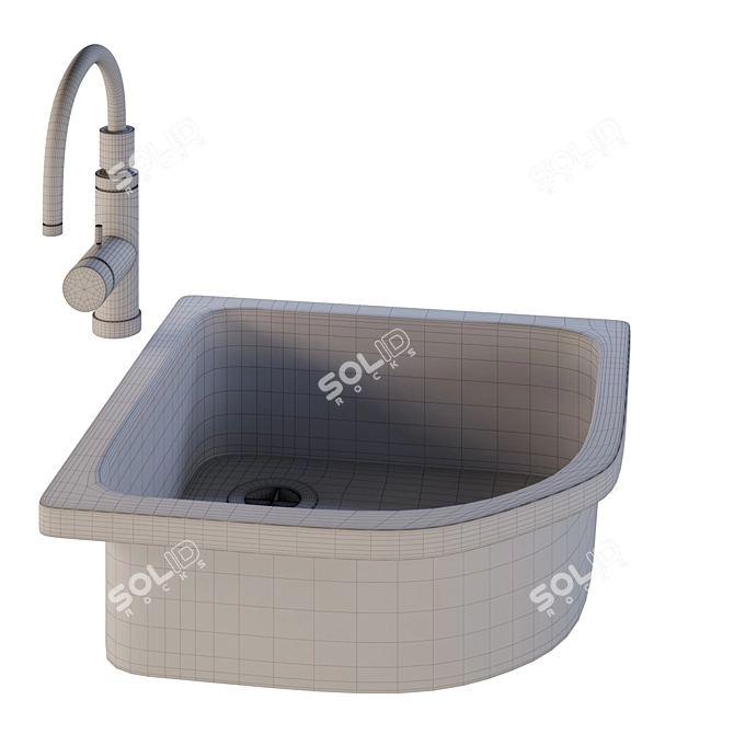 Versatile Kitchen Sink: Sink and Mixer Combo 3D model image 3