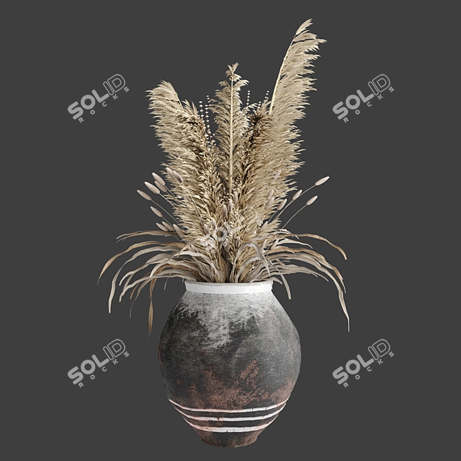 Vintage Vase with Dry Plants 3D model image 4