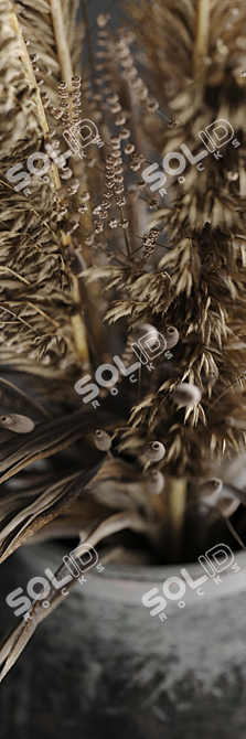 Vintage Vase with Dry Plants 3D model image 5