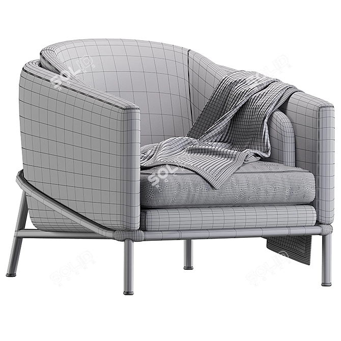 Luxury Fil Noir Leather Armchair 3D model image 5