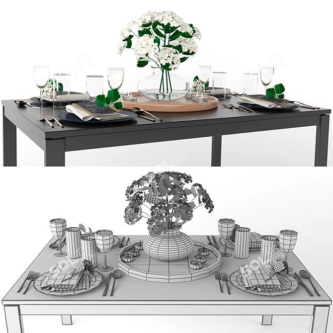 Modern Table Setting 3D model image 2