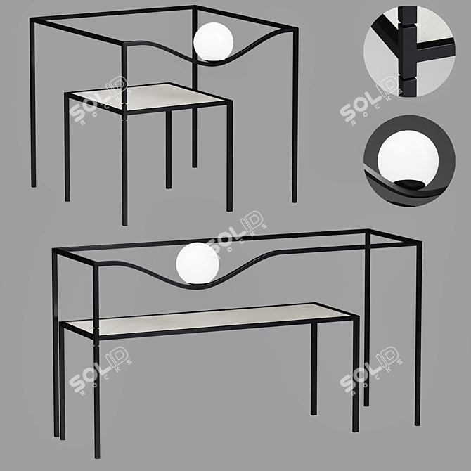 Luminous Elegance: HECO Stainless Steel Coffee Table 3D model image 1