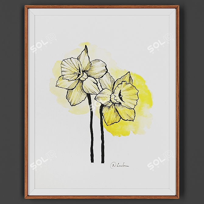 Wooden Framed Artwork 3D model image 1