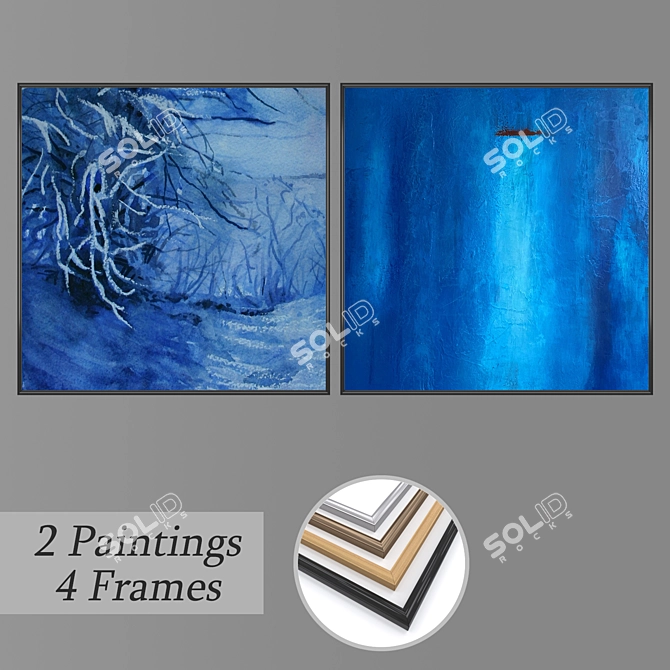 Elegant Framed Wall Art Set 3D model image 1