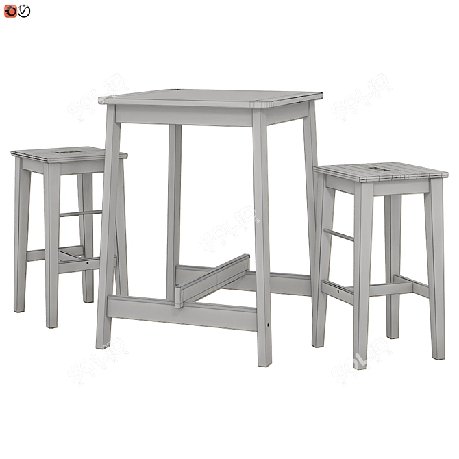 Modern Bar Table and Chair Set 3D model image 2