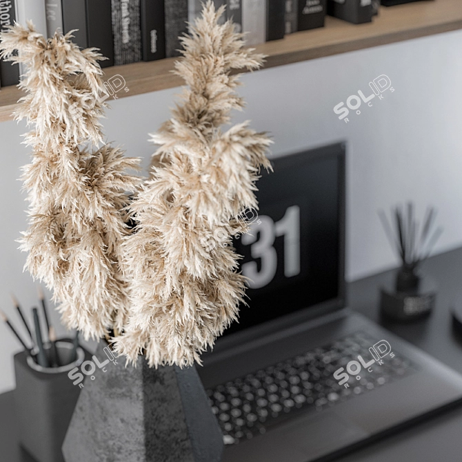 Stylish Black Office Decor Set 3D model image 4