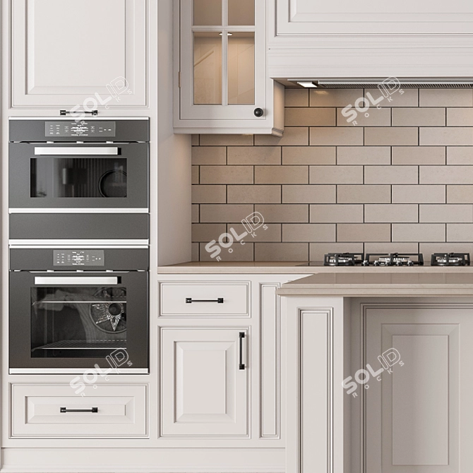 NeoClassic Cream Kitchen Set 3D model image 2