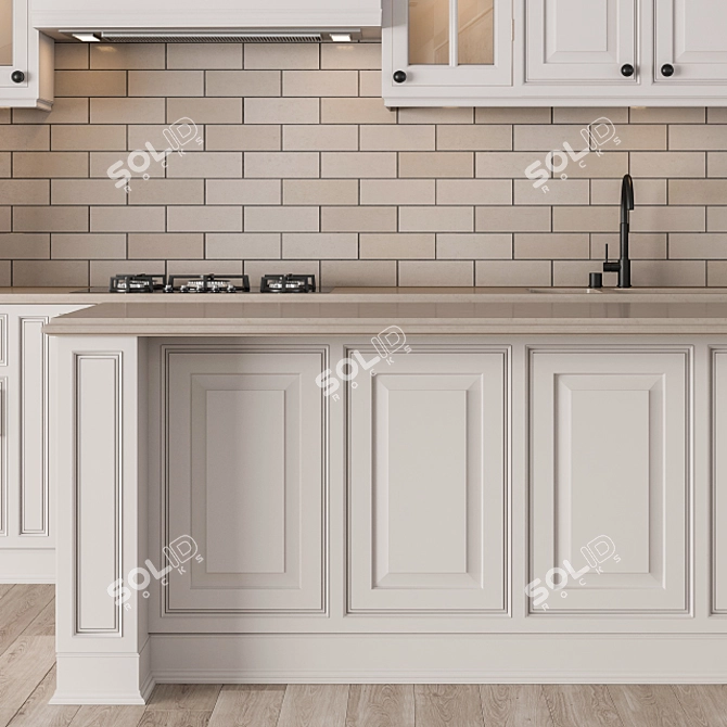 NeoClassic Cream Kitchen Set 3D model image 3