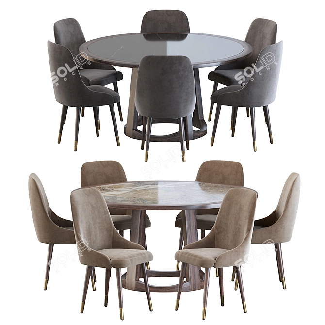Luxdeco Torre Adima Side Chair & Dining Table 3D model image 1