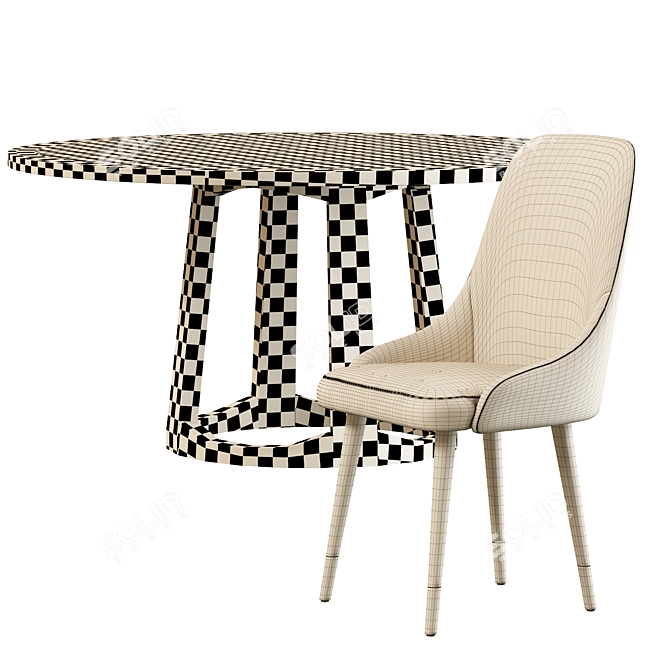 Luxdeco Torre Adima Side Chair & Dining Table 3D model image 4