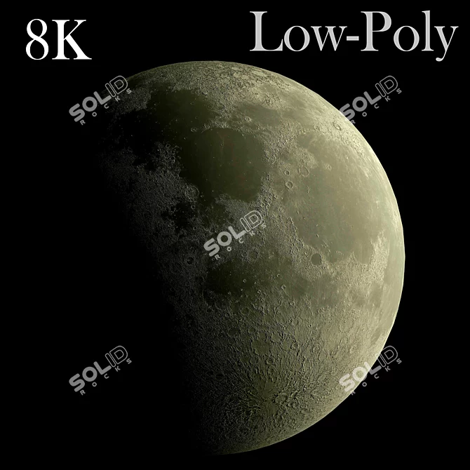  Lunar Splendor: Low Poly Moon 3D model image 1