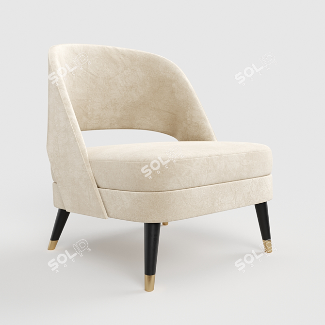 Elegant White Accent Chair 3D model image 1