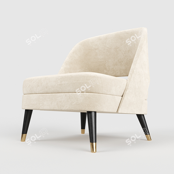 Elegant White Accent Chair 3D model image 3
