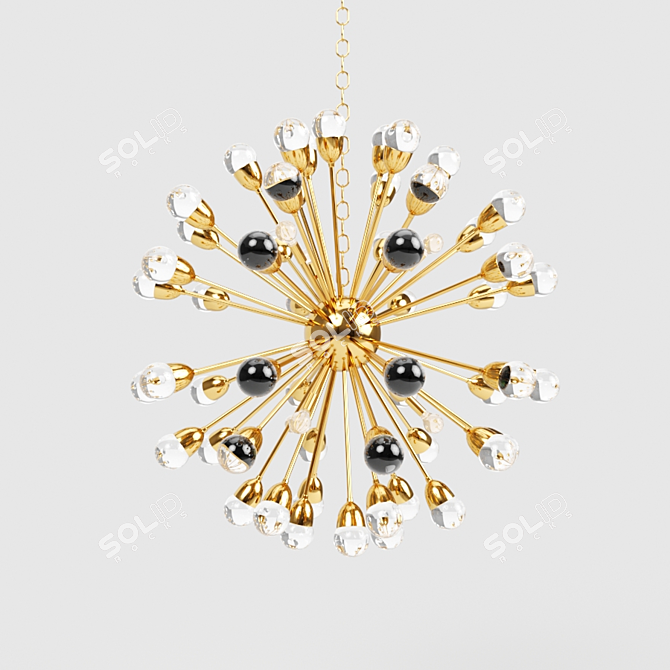 Glamorous Gold Glass Chandelier 3D model image 1