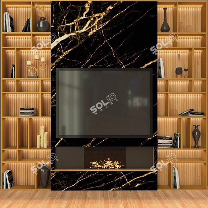 Modern TV Wall Set 3D model image 1