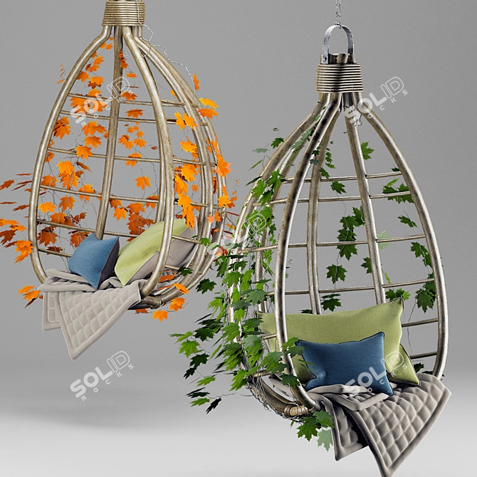 Cozy Hanging Hammock Chair 3D model image 2